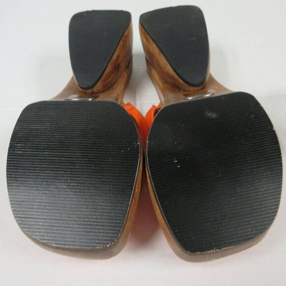 PAZZO Chunky Wood Platform Y2K Slide Sandals Sz 7 Orange Fabric Shoes VINTAGE 90 - Picture 10 of 14